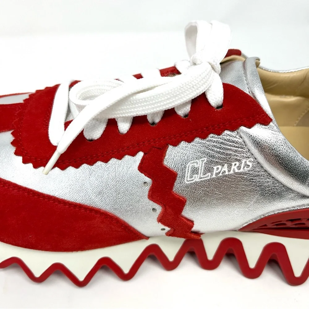 Christian Louboutin Loubishark Spike Platform Low Top Sneakers Red 42.5 12.5